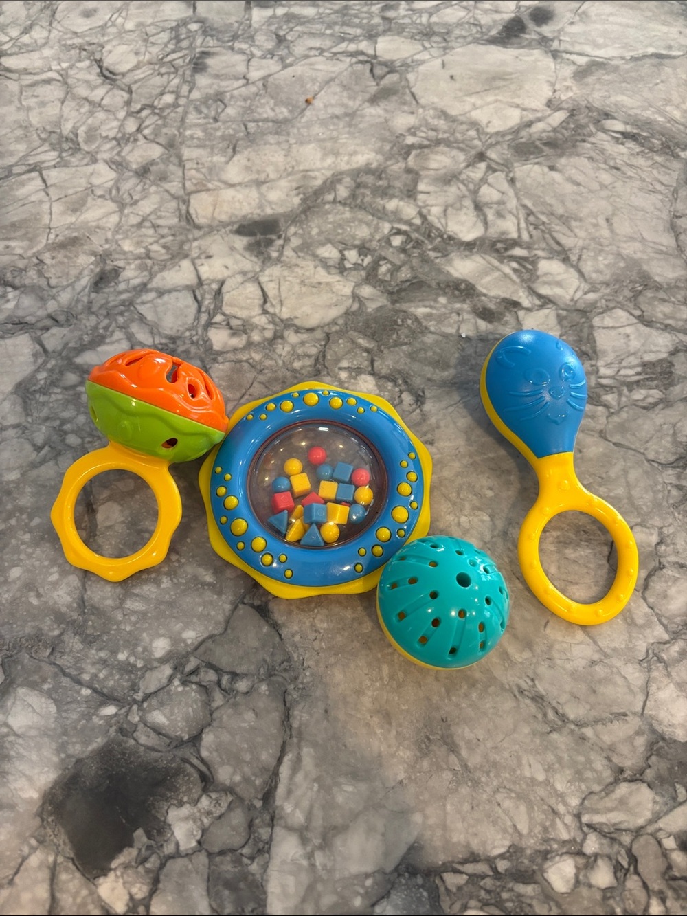 Yellow & Blue Baby Rattle Set - Interactive Sensory Toys